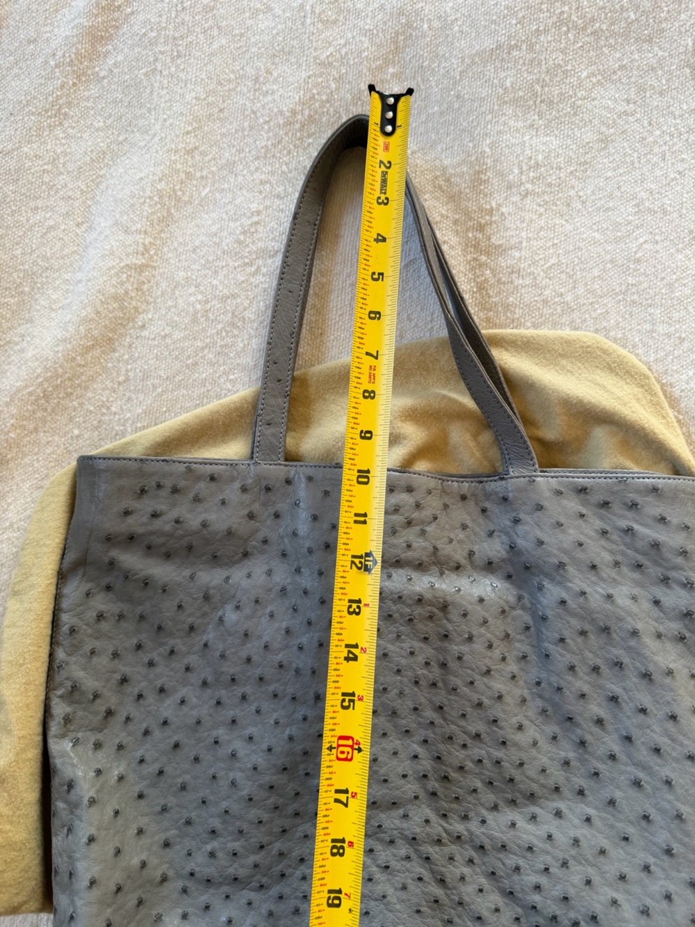 Carlos Falchi Gray Textured Leather Tote - Picture 11 of 12